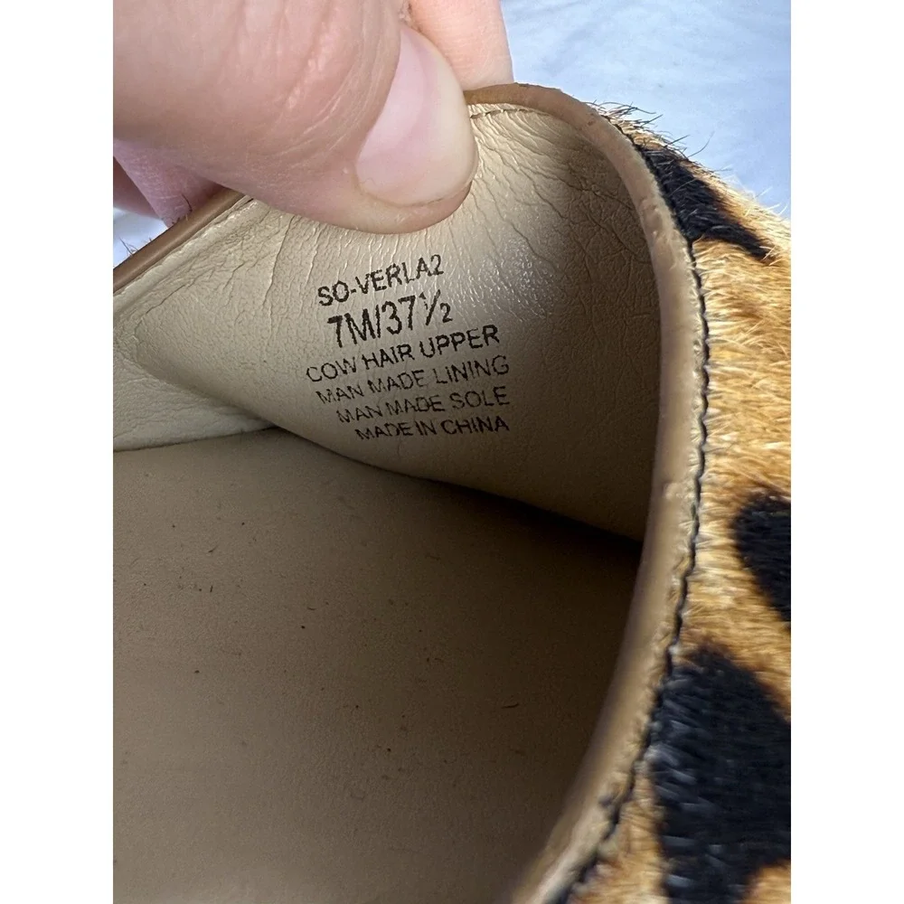 Sole Society‎ Sandals Espadrilles Platform Leopard Print Brown Cow Hair Size 7M